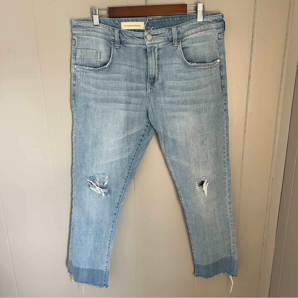 Anthropologie Pilcro And The Letterpress Distressed Raw Hem Ankle Jeans Size 34